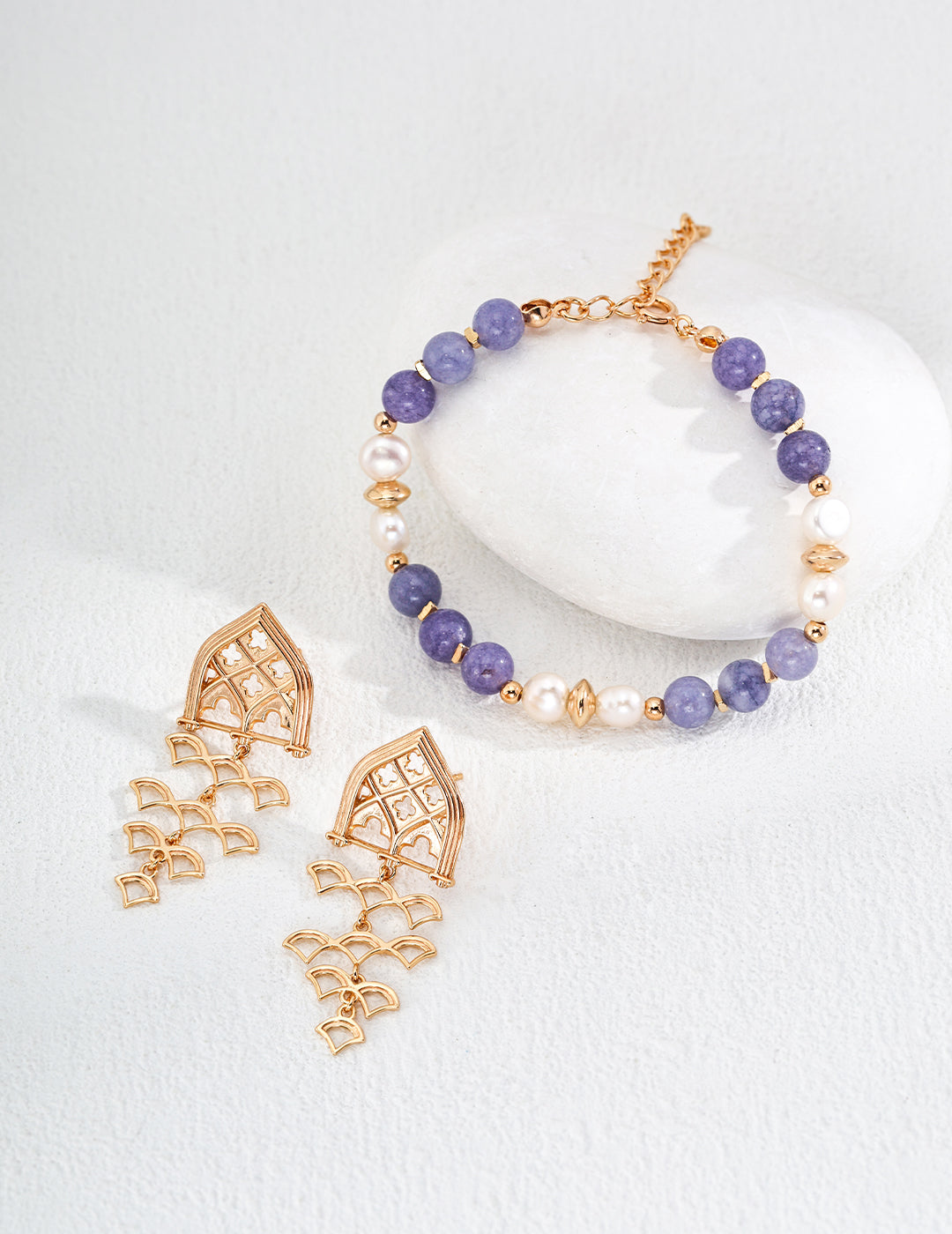 Natural Pearl & Kunzite Bracelet - with S925 Sterling Silver