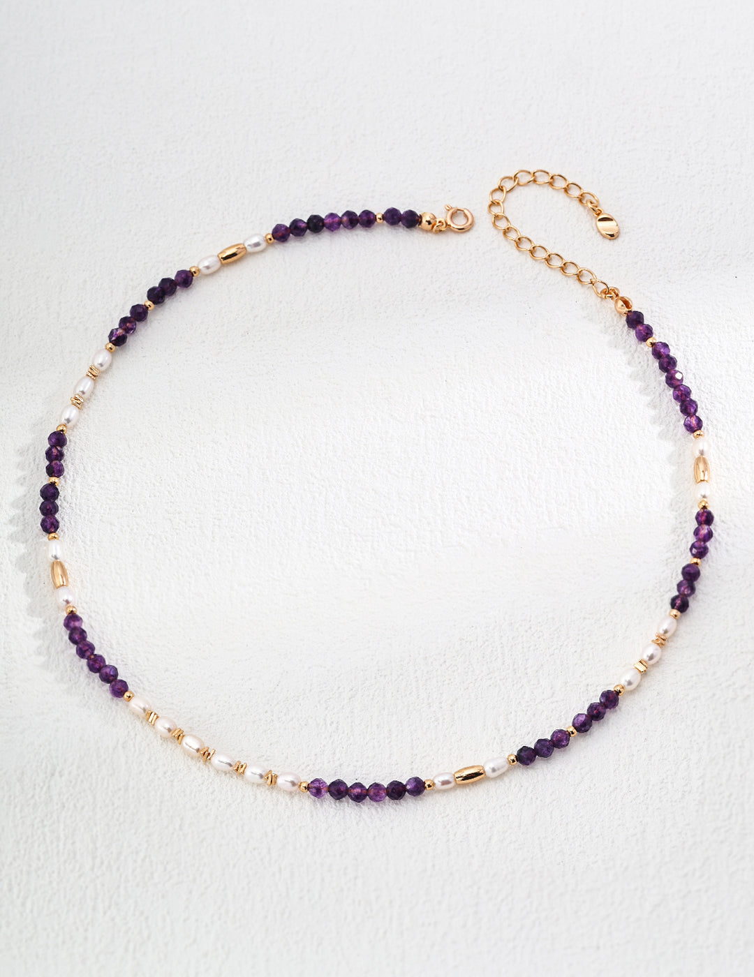 Vintage Natural Pearl & Amethyst Necklace - with S925 Sterling Silver