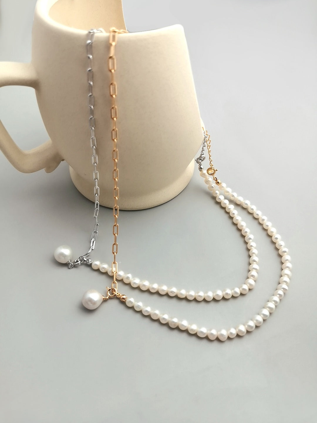 Minimalist French Natural Pearl Necklace