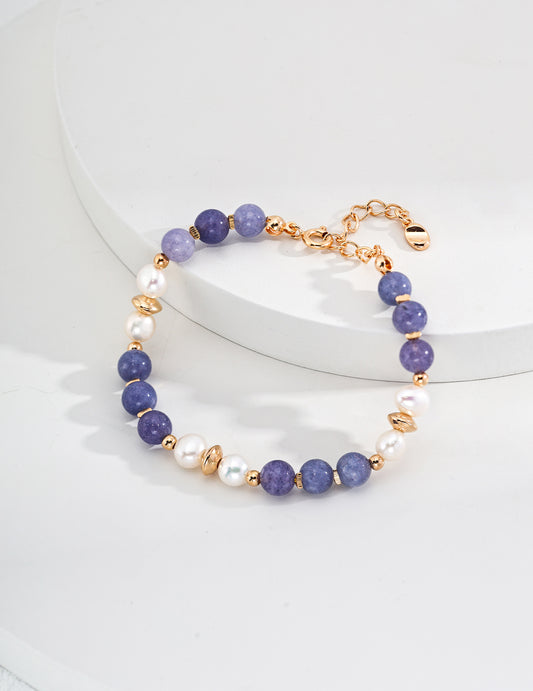 Natural Pearl & Kunzite Bracelet - with S925 Sterling Silver