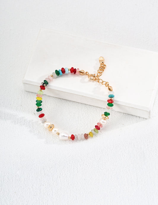 Pearl & Dopamine-Inspired Colorful Gemstone Bracelet