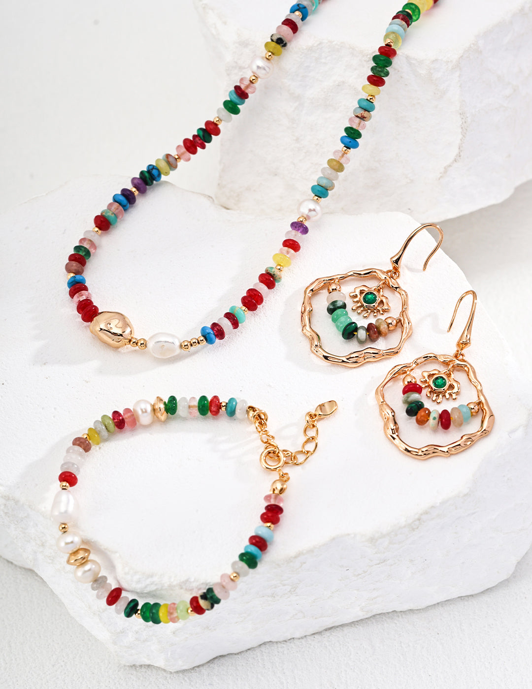 Pearl & Dopamine-Inspired Colorful Gemstone Necklace